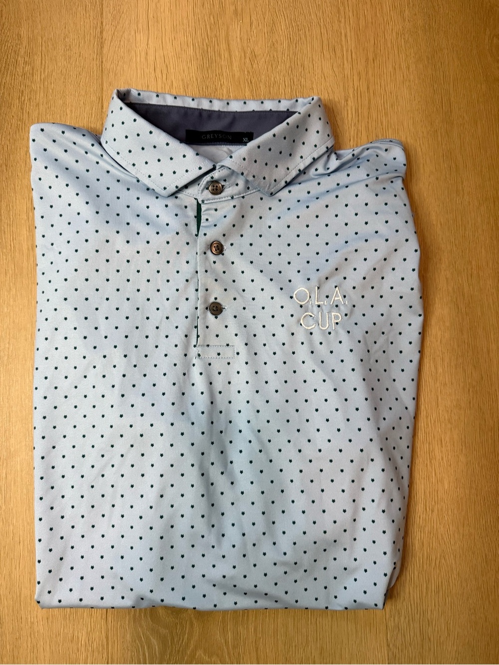 Greyson Light Blue Wolf Golf Performance Polo - Mens XL